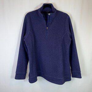Lands' End Fleece Pullover Size 1X 16W-18W Navy Quarter Zipper Long Sleeves